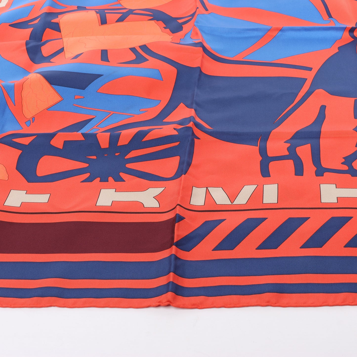 Hermès Carré 90 "Puzzle" 100% Silk Scarf in Orange