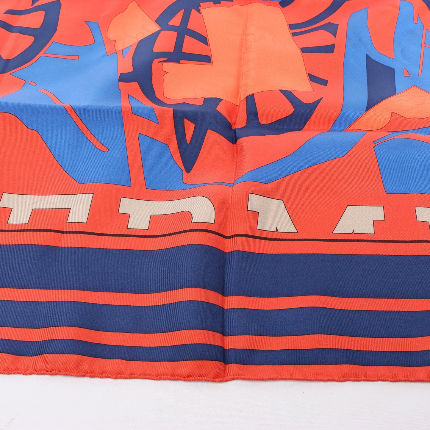 Hermès Carré 90 "Puzzle" 100% Silk Scarf in Orange