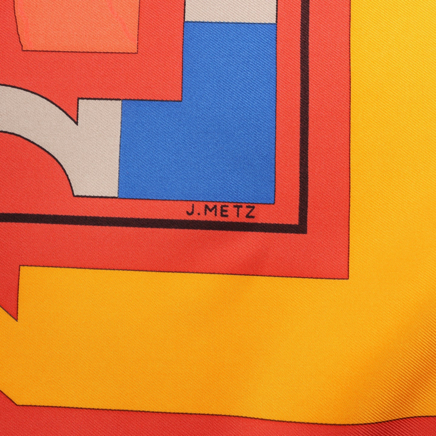 Hermès Carré 90 "Puzzle" 100% Silk Scarf in Orange