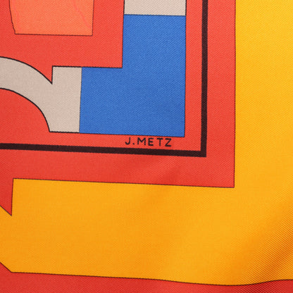 Hermès Carré 90 „Puzzle“ 100% Seidenschal in Orange