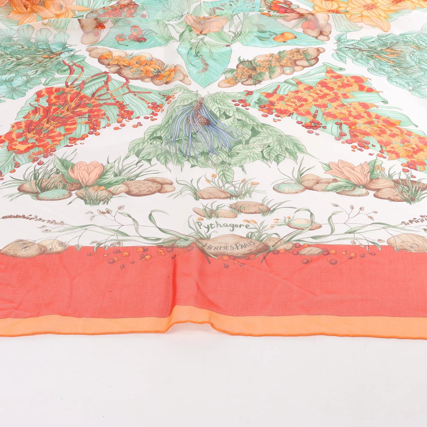 Hermès Carré 90 "Pythagore" Silk handkerchief in Orange