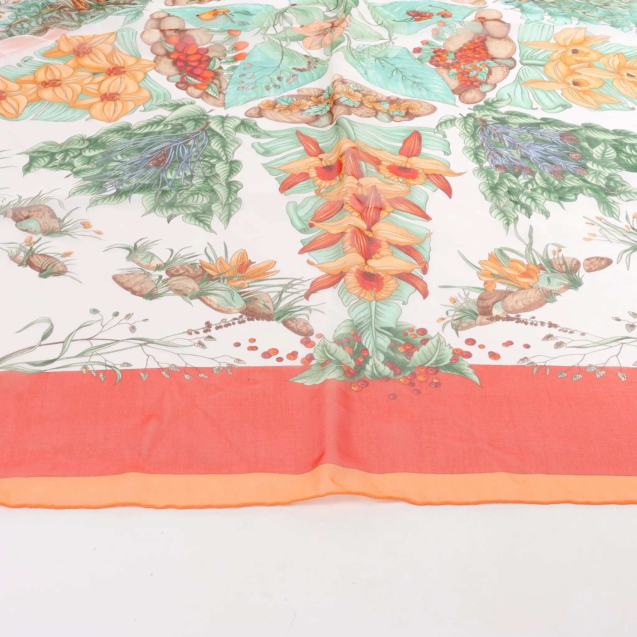 Hermès Carré 90 "Pythagore" Silk handkerchief in Orange