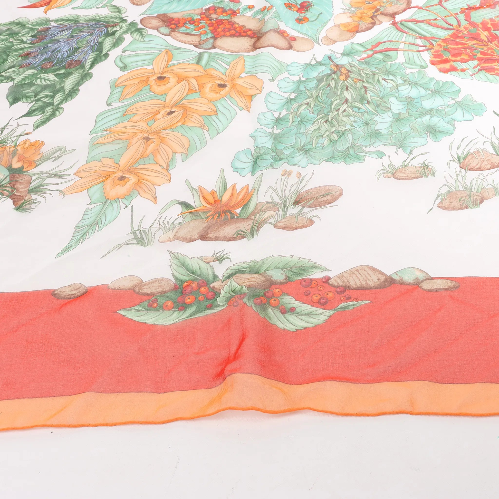 Hermès Carré 90 "Pythagore" Silk handkerchief in Orange