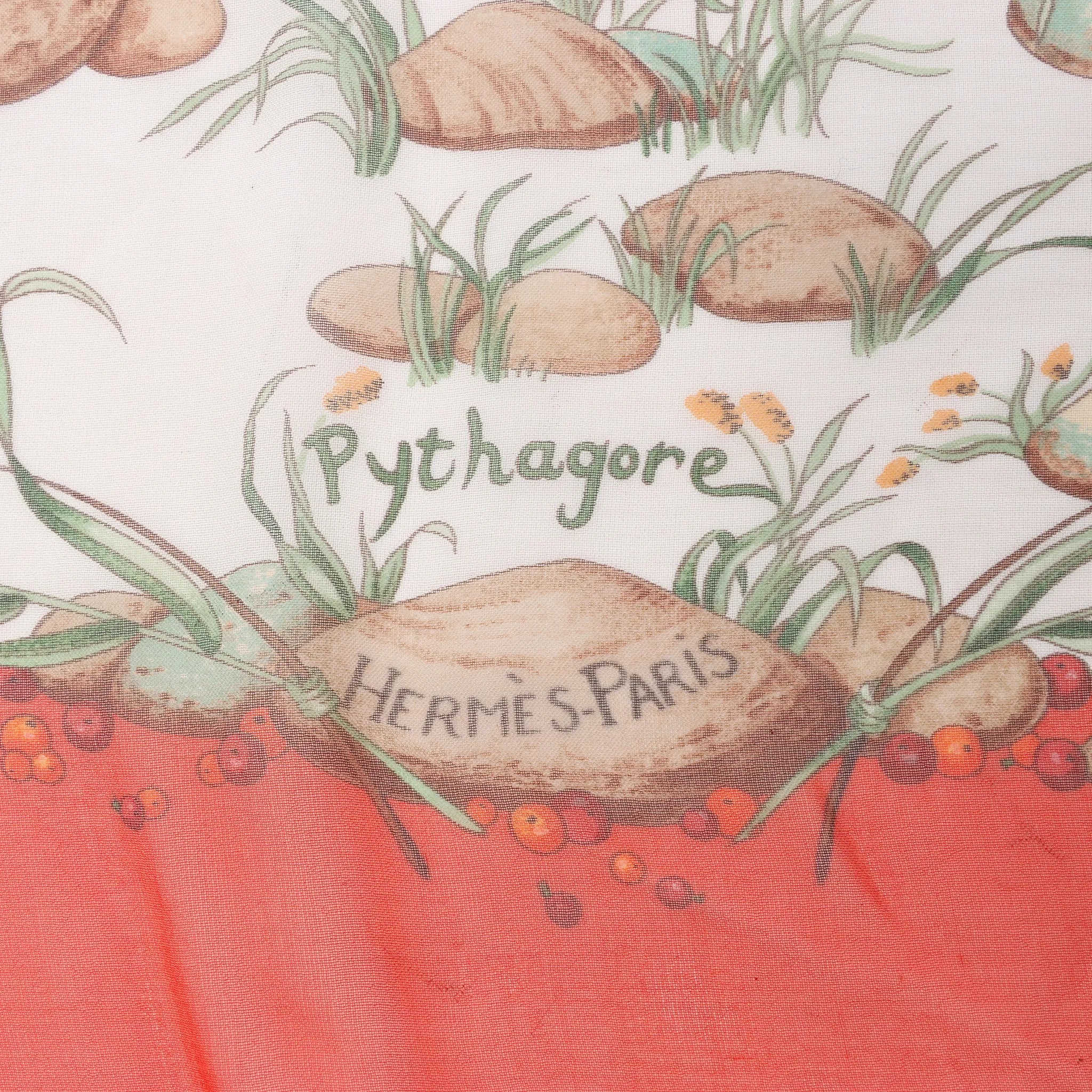 Hermès Carré 90 "Pythagore" Silk handkerchief in Orange