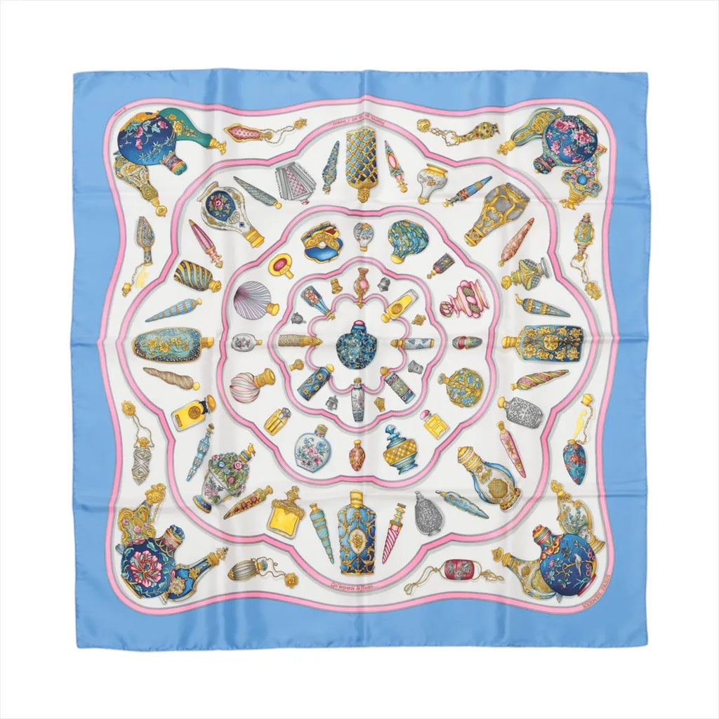 Hermès Carré 90 "Qu'importe le flacon" Silk handkerchief in Blue