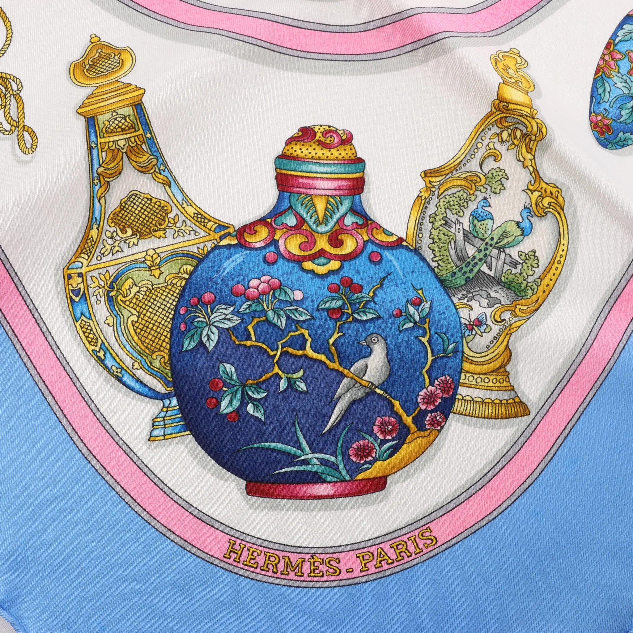 Hermès Carré 90 "Qu'importe le flacon" Silk handkerchief in Blue