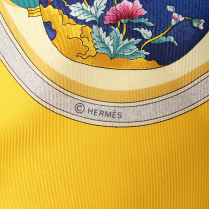 Hermès Carré 90 "Qu'importe le flacon" 100% Silk Scarf in Yellow