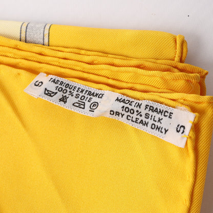 Hermès Carré 90 "Qu'importe le flacon" 100% Silk Scarf in Yellow