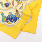 Hermès Carré 90 "Qu'importe le flacon" 100% Silk Scarf in Yellow