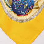 Hermès Carré 90 "Qu'importe le flacon" 100% Silk Scarf in Yellow