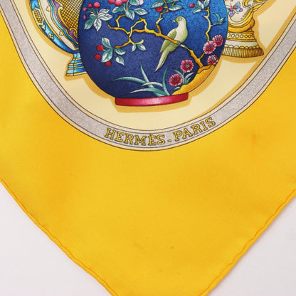 Hermès Carré 90 "Qu'importe le flacon" 100% Silk Scarf in Yellow
