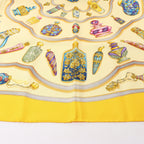 Hermès Carré 90 "Qu'importe le flacon" 100% Silk Scarf in Yellow
