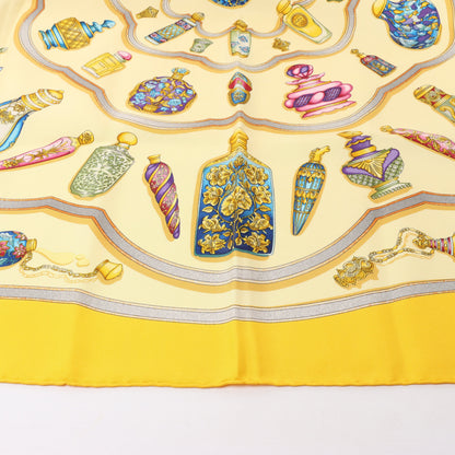 Hermès Carré 90 "Qu'importe le flacon" 100% Silk Scarf in Yellow
