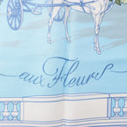 Hermès Carré 90 "Quai aux Fleurs" Silk handkerchief in Light Blue