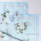 Hermès Carré 90 "Quai aux Fleurs" Silk handkerchief in Light Blue