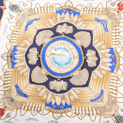 Hermès Carré 90 "RAILING" Silk handkerchief in Navy Blue