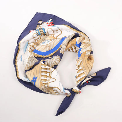 Hermès Carré 90 "RAILING" Silk handkerchief in Navy Blue