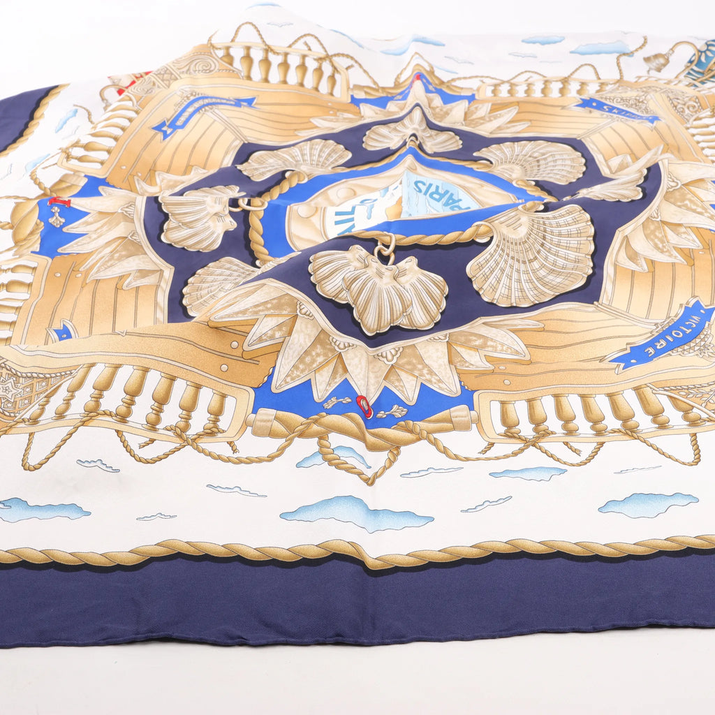 Hermès Carré 90 "RAILING" Silk handkerchief in Navy Blue