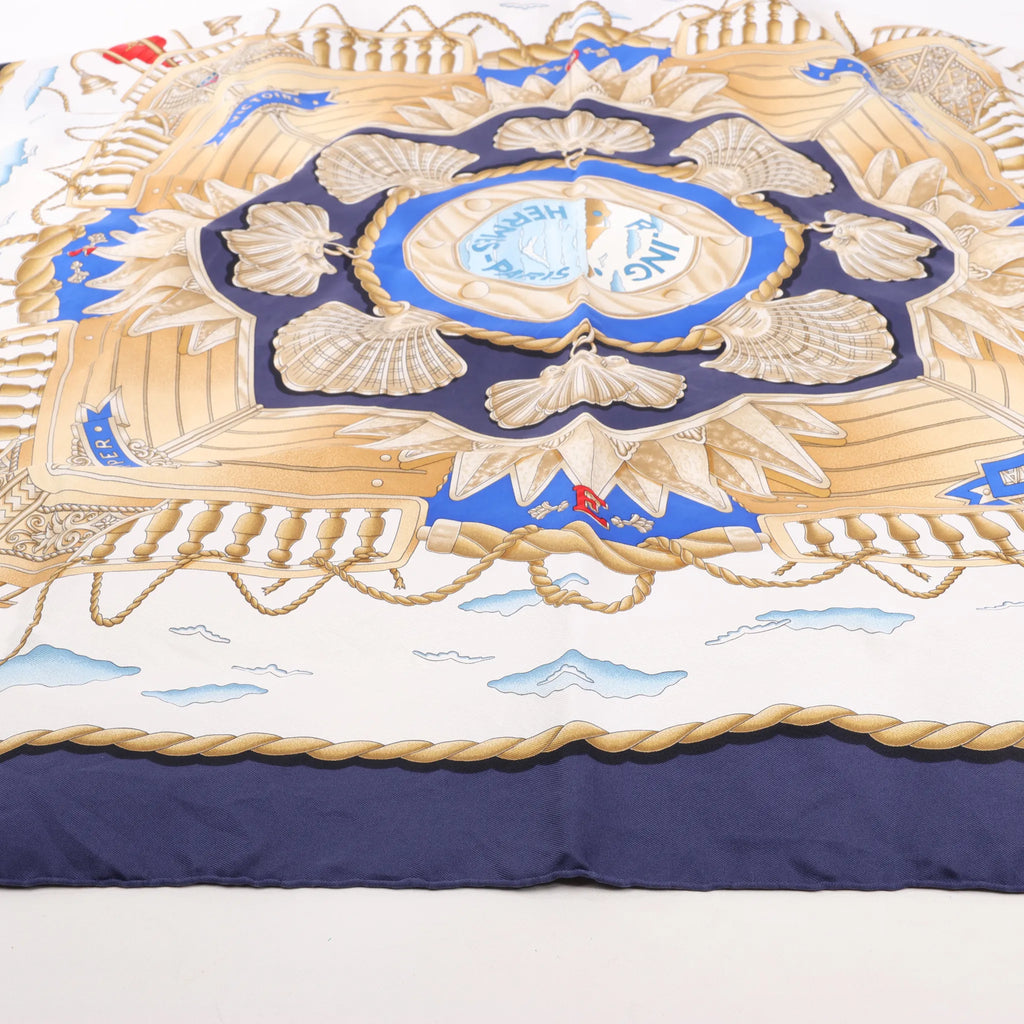 Hermès Carré 90 "RAILING" Silk handkerchief in Navy Blue