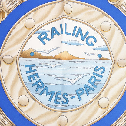 Hermès Carré 90 "RAILING" Silk handkerchief in Navy Blue