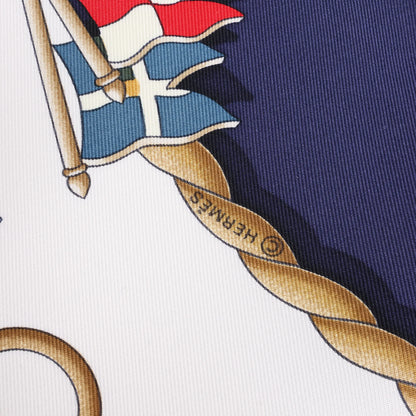 Hermès Carré 90 "RAILING" Silk handkerchief in Navy Blue