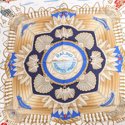 Hermès Carré 90 "RAILING" Silk handkerchief in Navy Blue