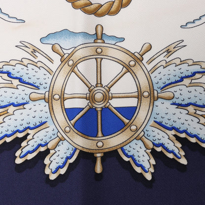 Hermès Carré 90 "RAILING" Silk handkerchief in Navy Blue