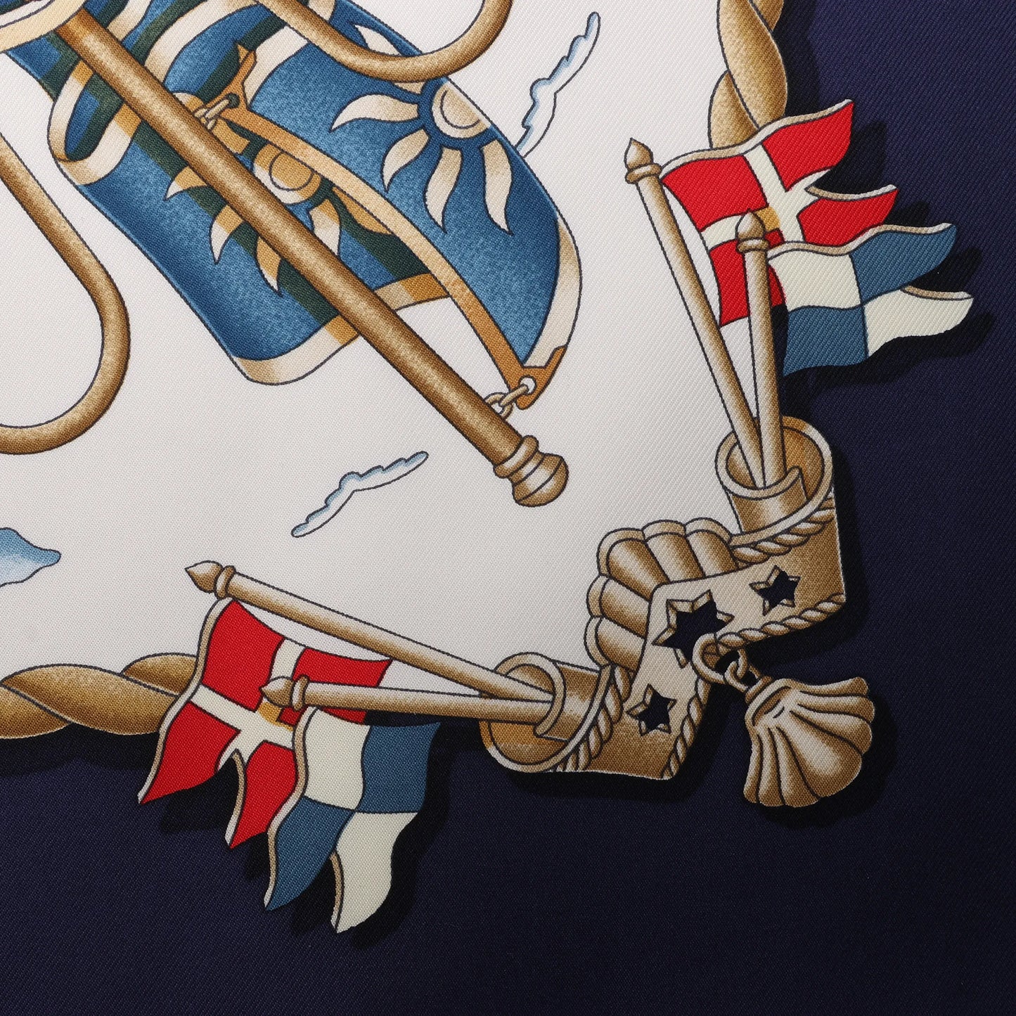 Hermès Carré 90 "RAILING" Silk handkerchief in Navy Blue