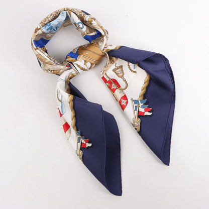 Hermès Carré 90 "RAILING" Silk handkerchief in Navy Blue