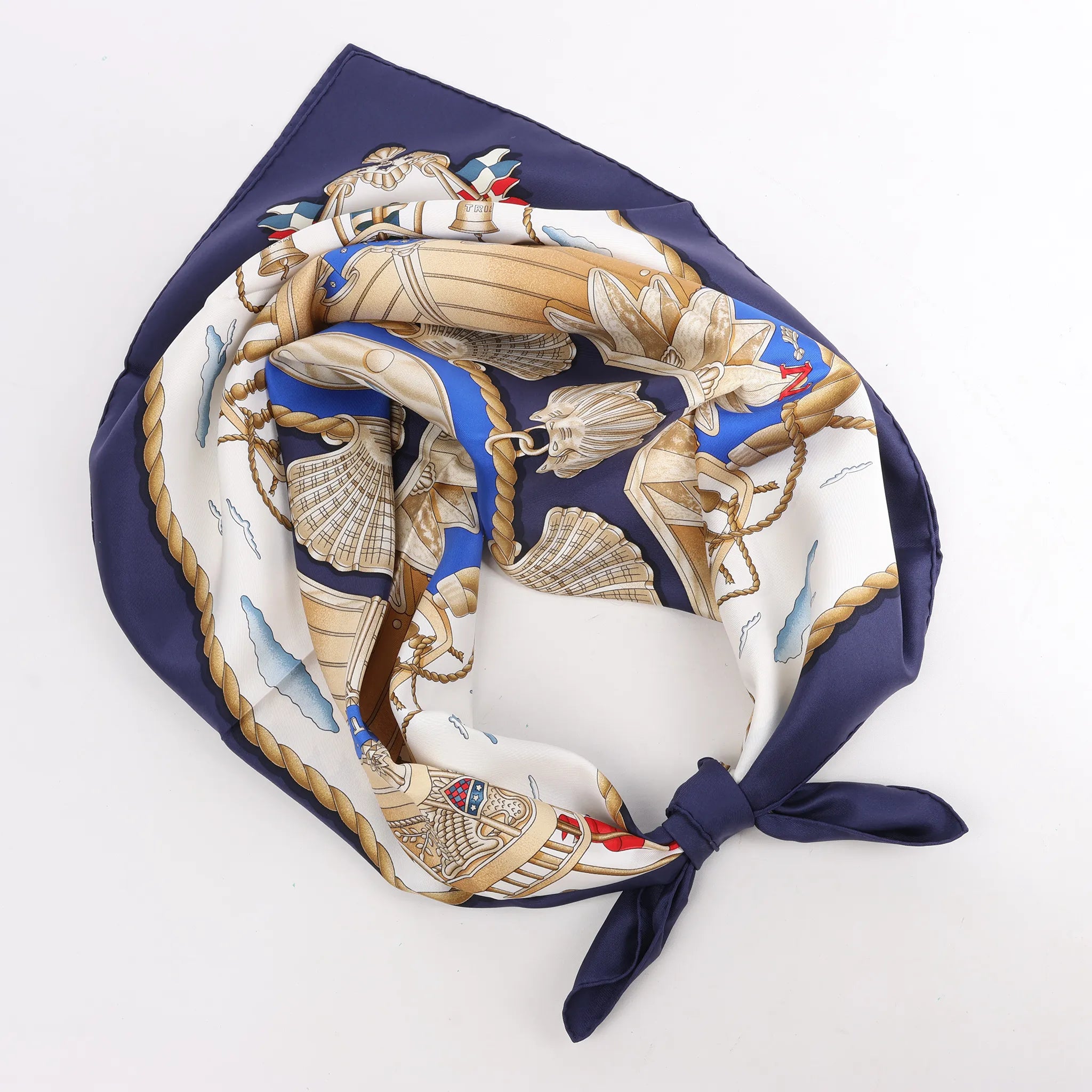 Hermès Carré 90 "RAILING" Silk handkerchief in Navy Blue