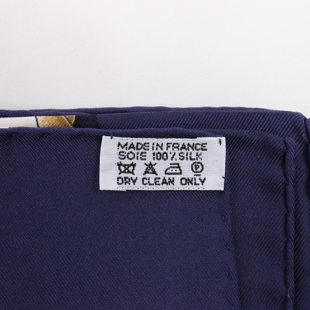 Hermès Carré 90 "RAILING" Silk handkerchief in Navy Blue