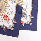 Hermès Carré 90 "RAILING" Silk handkerchief in Navy Blue