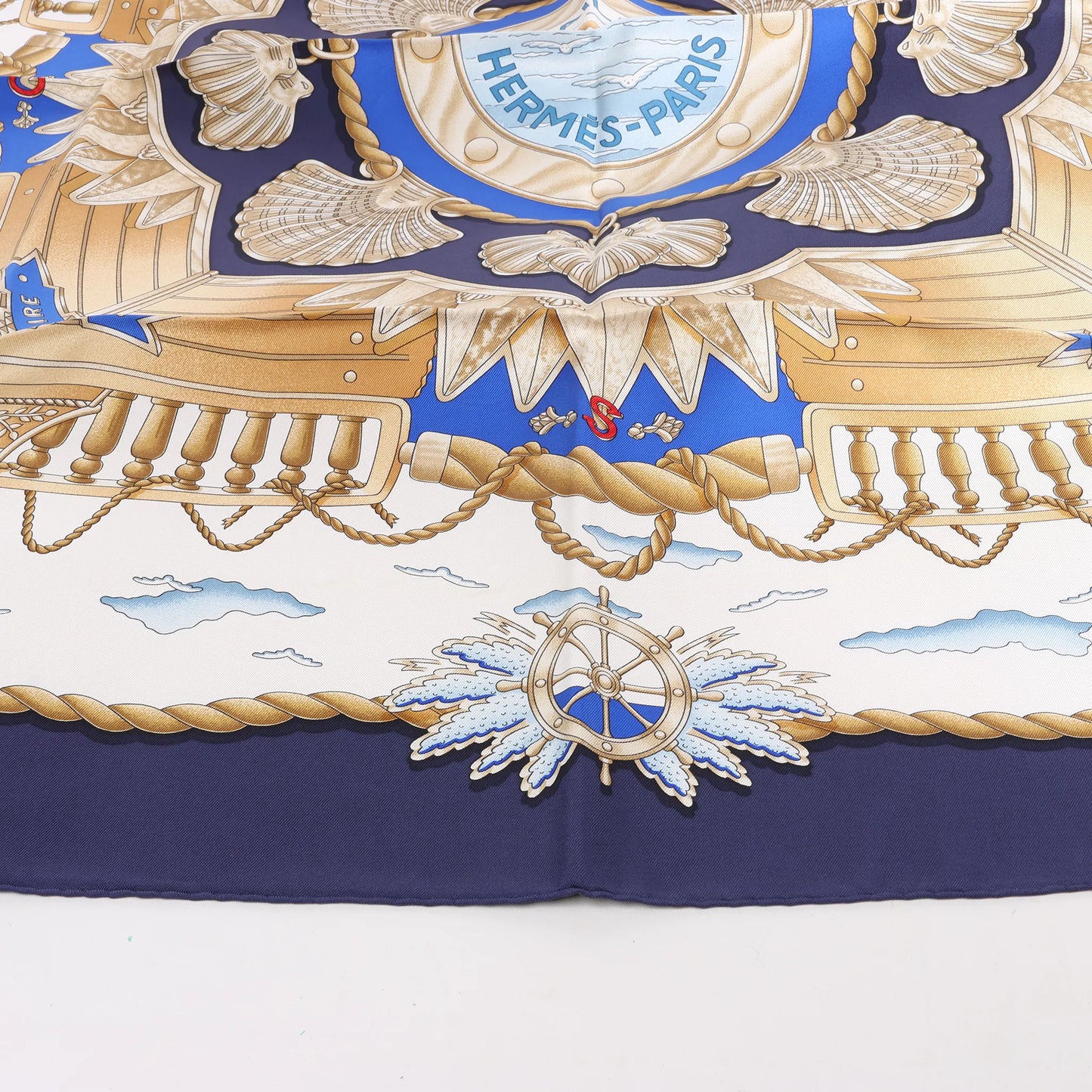 Hermès Carré 90 "RAILING" Silk handkerchief in Navy Blue