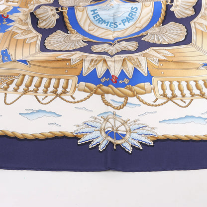 Hermès Carré 90 "RAILING" Silk handkerchief in Navy Blue