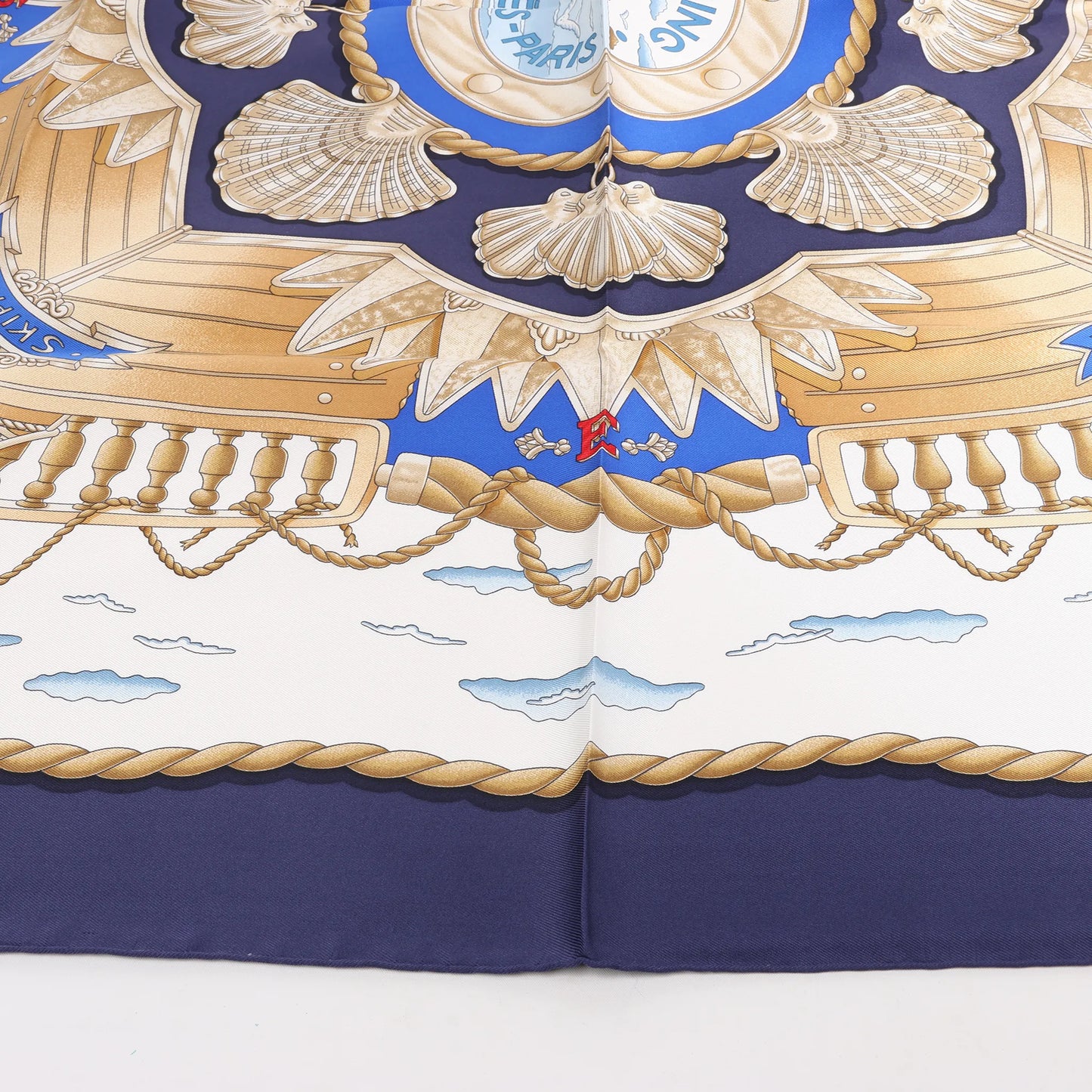 Hermès Carré 90 "RAILING" Silk handkerchief in Navy Blue