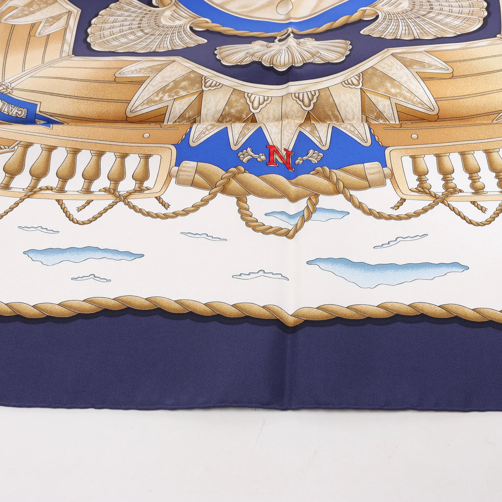 Hermès Carré 90 "RAILING" Silk handkerchief in Navy Blue