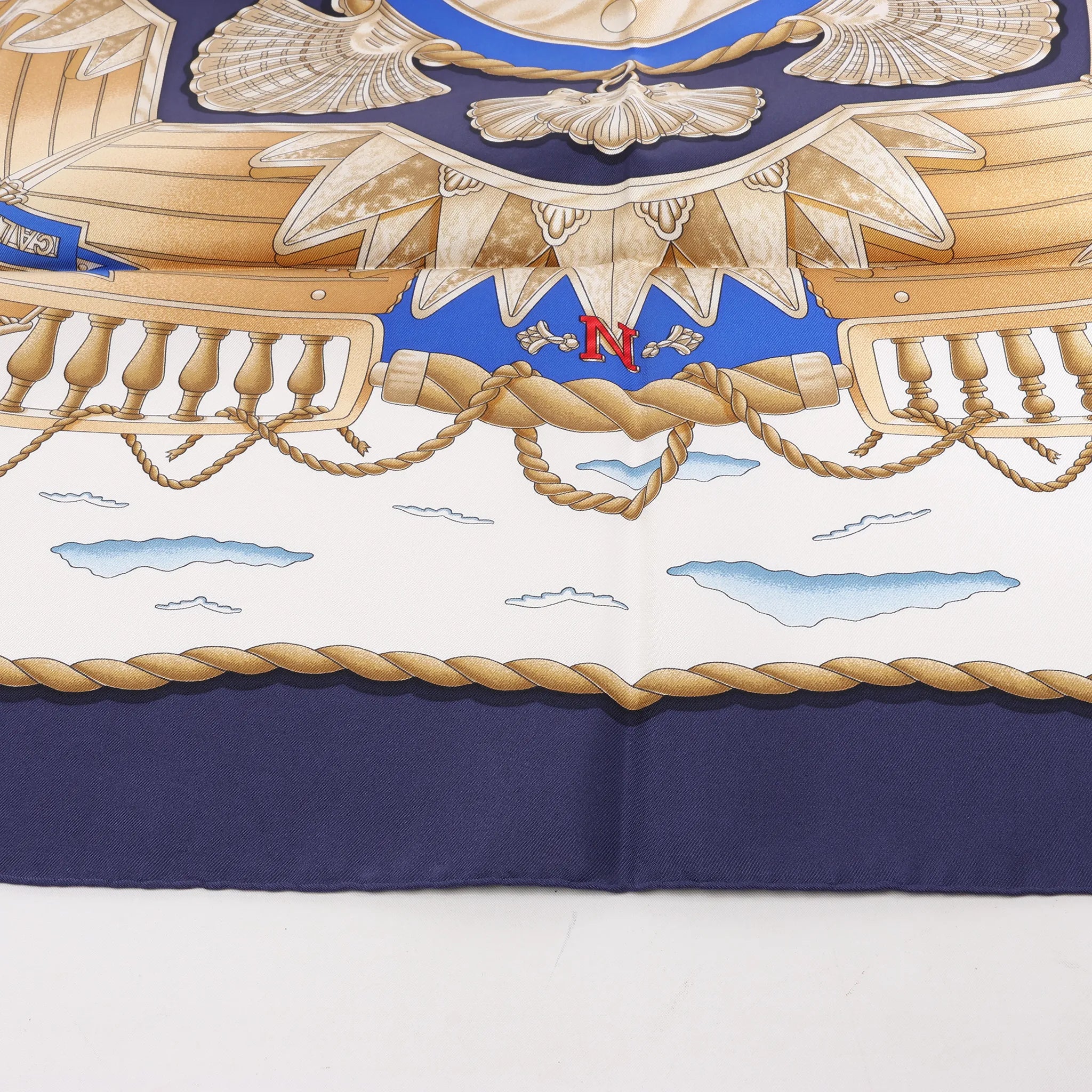 Hermès Carré 90 "RAILING" Silk handkerchief in Navy Blue