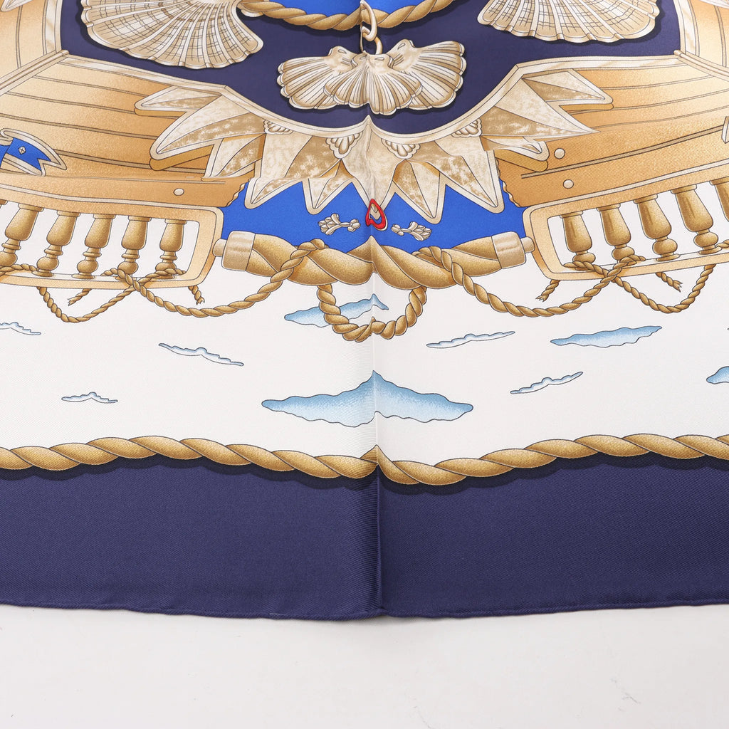 Hermès Carré 90 "RAILING" Silk handkerchief in Navy Blue