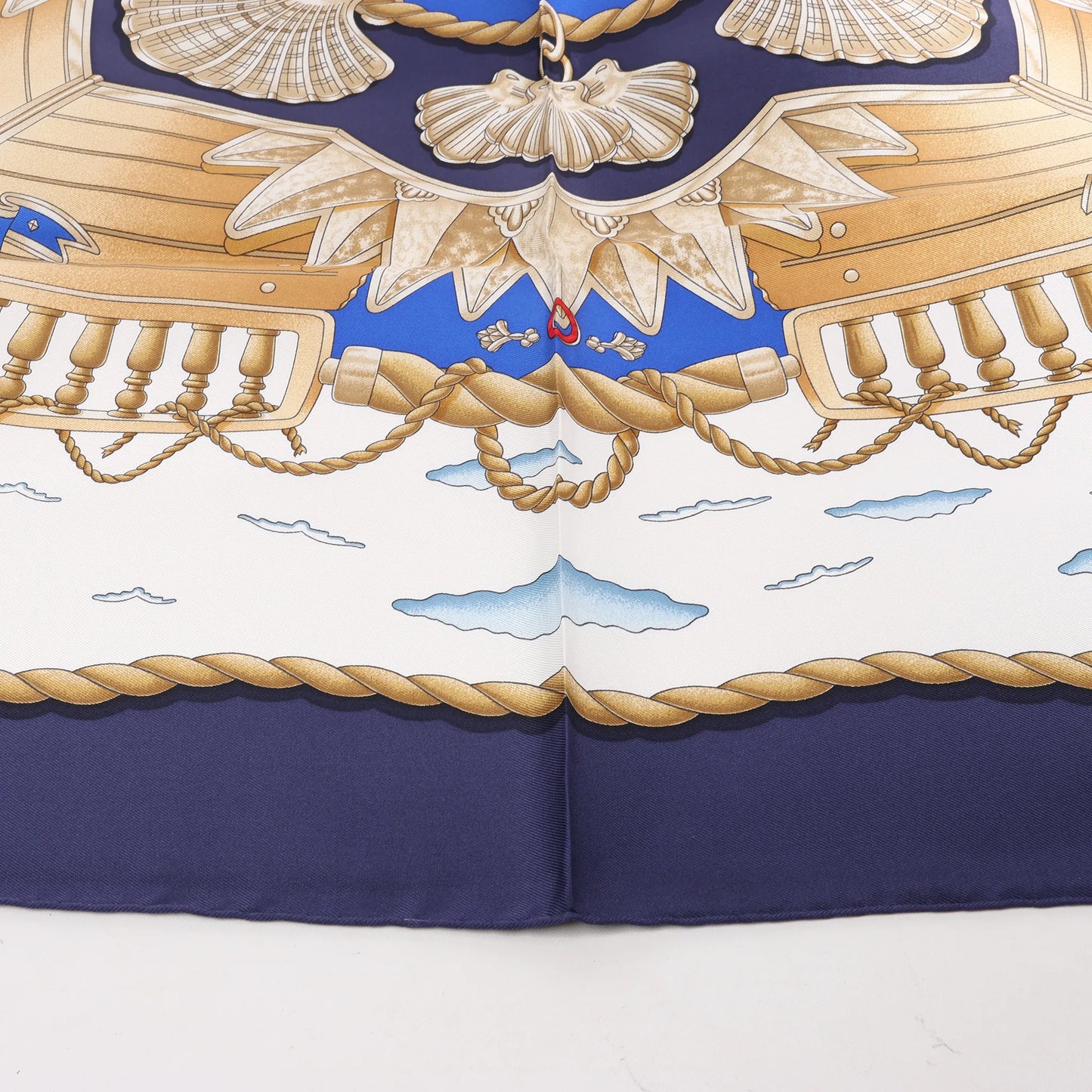 Hermès Carré 90 "RAILING" Silk handkerchief in Navy Blue