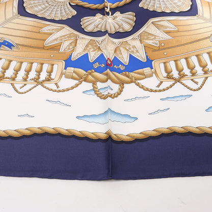 Hermès Carré 90 "RAILING" Silk handkerchief in Navy Blue