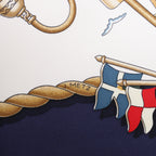 Hermès Carré 90 "RAILING" Silk handkerchief in Navy Blue