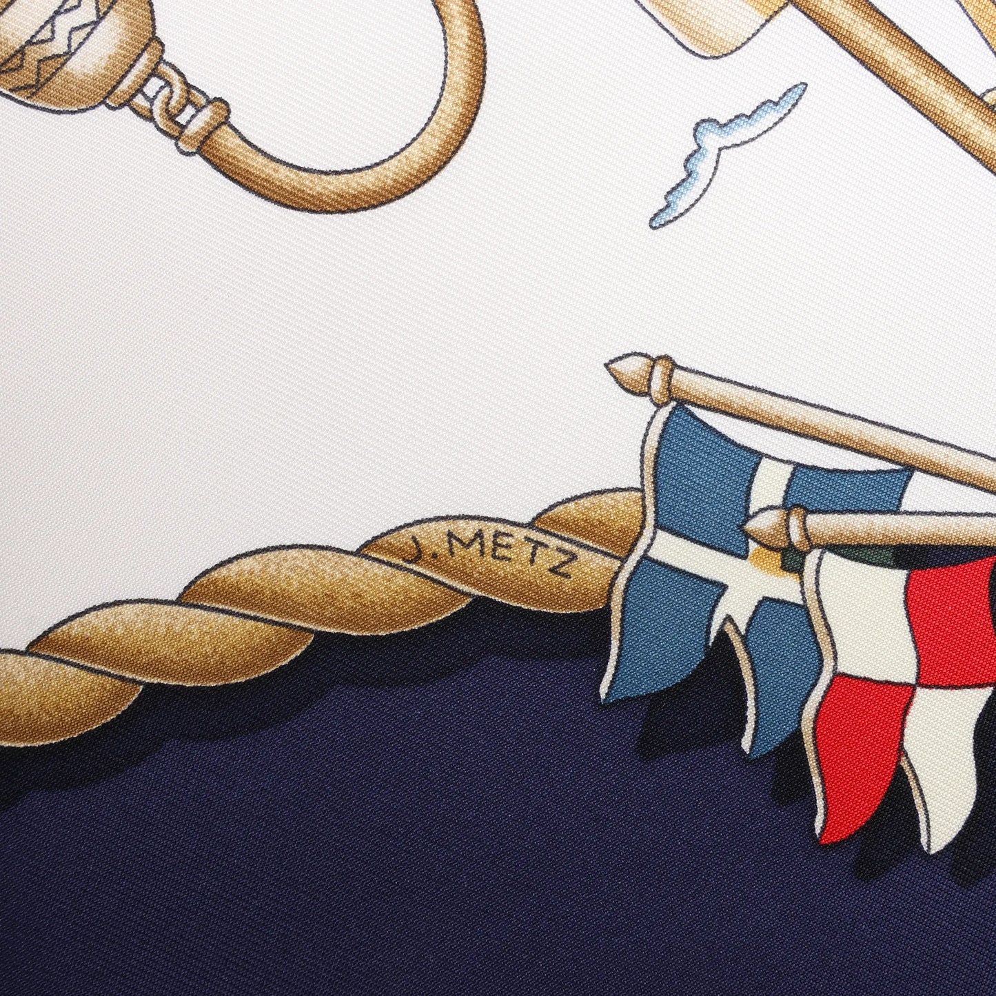 Hermès Carré 90 "RAILING" Silk handkerchief in Navy Blue