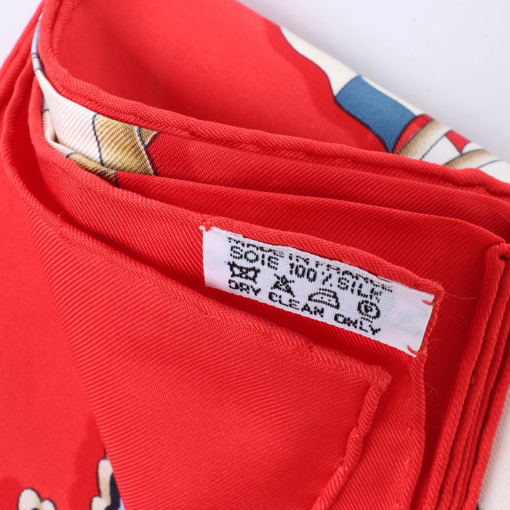 Hermès Carré 90 "Railing" Silk handkerchief in Red