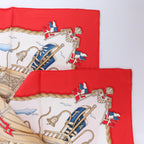 Hermès Carré 90 "Railing" Silk handkerchief in Red
