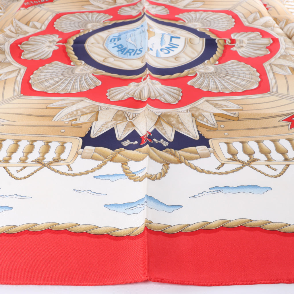 Hermès Carré 90 "Railing" Silk handkerchief in Red