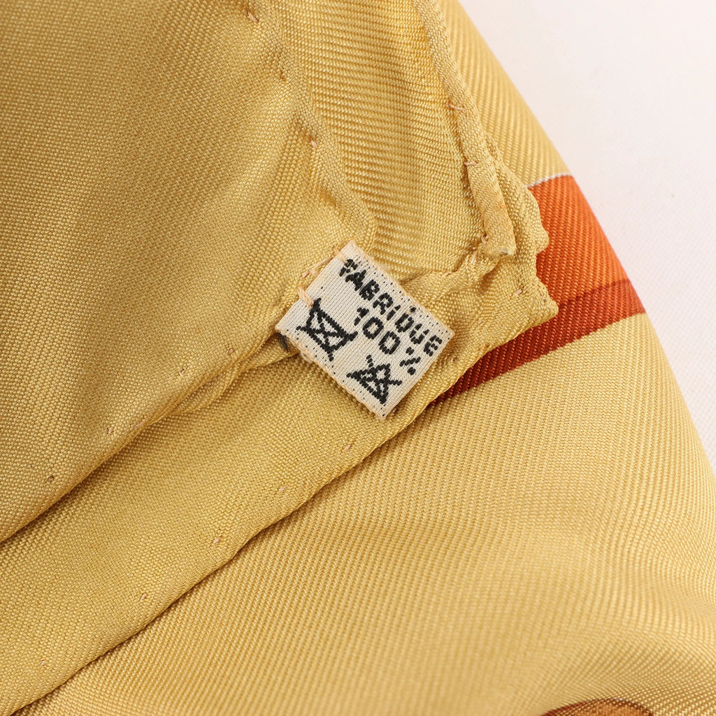Hermès Carré 90 "REGINA" Silk handkerchief in Yellow