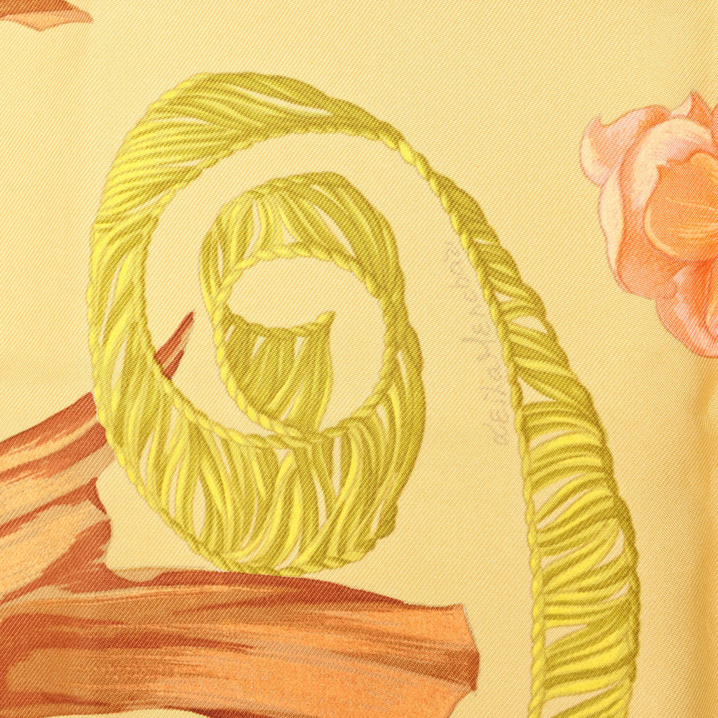 Hermès Carré 90 "REGINA" Silk handkerchief in Yellow