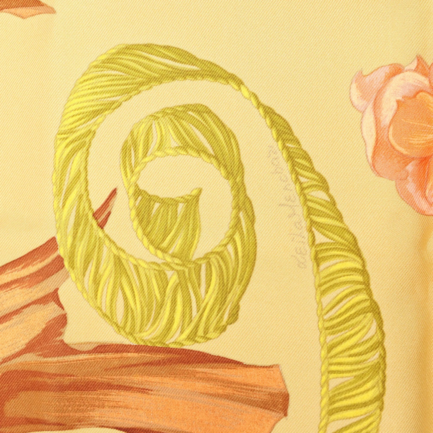 Hermès Carré 90 „REGINA“ Seidentaschentuch in Gelb