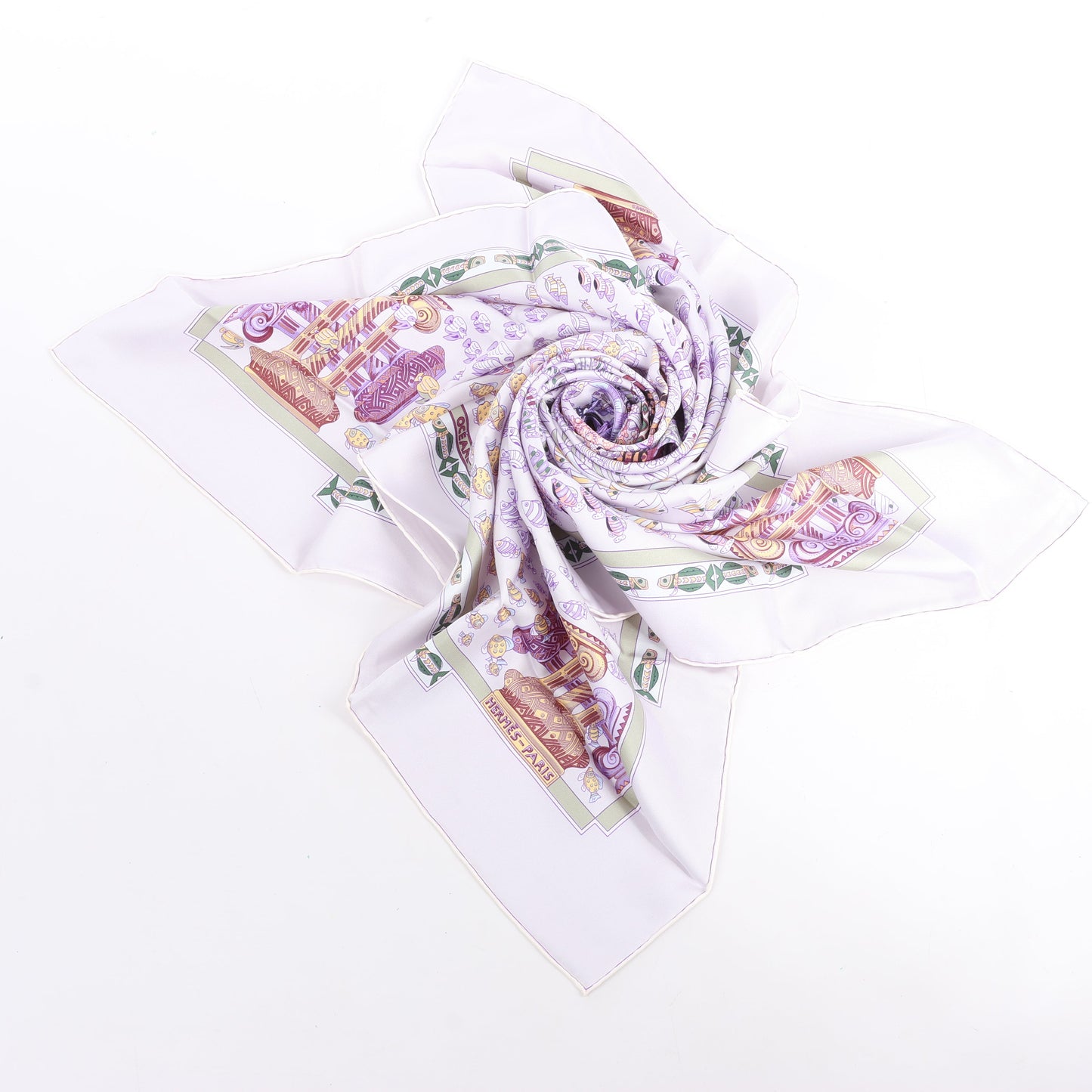 Hermès Carré 90 "RENCONTRE OCEANE" Silk handkerchief in Purple
