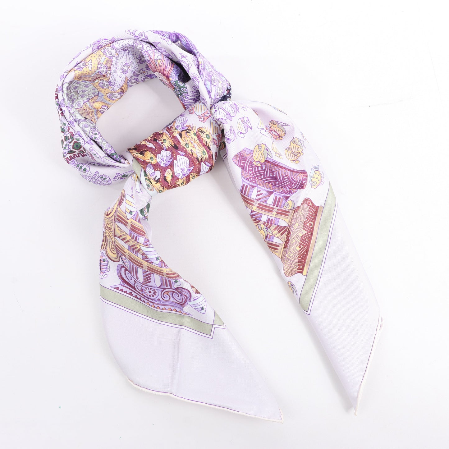 Hermès Carré 90 "RENCONTRE OCEANE" Silk handkerchief in Purple